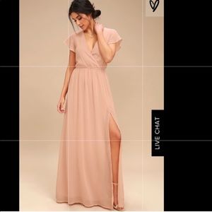 Blush pink chevron bridesmaid dress